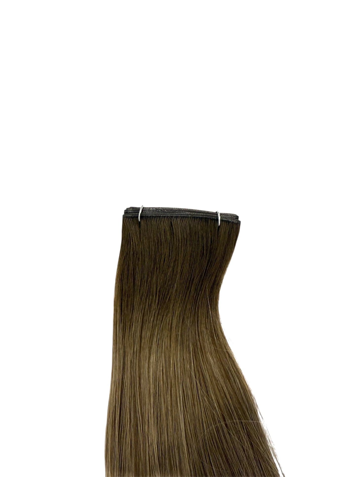 #2BTM8/60 | ROOTED NATURAL BROWN TO MICRO FOILED BLONDE 22" MINI WEFT