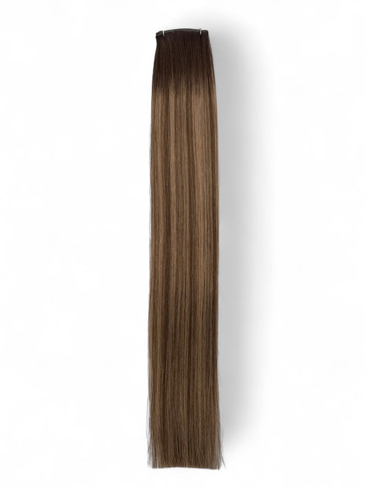 #2TP8/18 | ROOTED BROWN & CARAMEL BLONDE 22" MINI WEFT