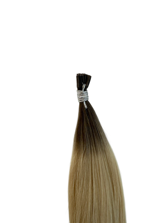 #5AT60 ROOTED ASH BROWN TO LIGHTEST BLONDE - STICK TIP - 22" MICRO BEAD HAIR EXTENSIONS