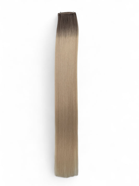 #5AT60 | ROOTED ASH BROWN TO LIGHTEST BLONDE 22" MINI WEFT