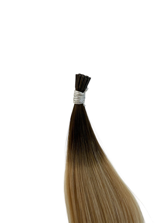 #2BTM18/60 ROOTED NATURAL BROWN TO BLONDE - STICK TIP - 22" MICRO BEAD HAIR EXTENSIONS