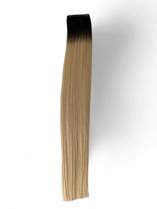 #2BT22 | ROOTED NATURAL BROWN TO BEACH BLONDE 22" MINI WEFT
